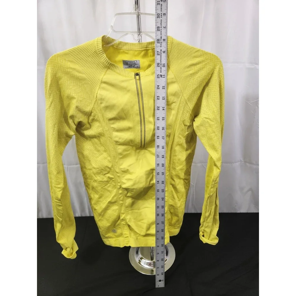 Athleta Fast Track 1/4 Zip Pullover Womens Sz S Yellow Long Sleeve Running Top - Picture 4 of 5